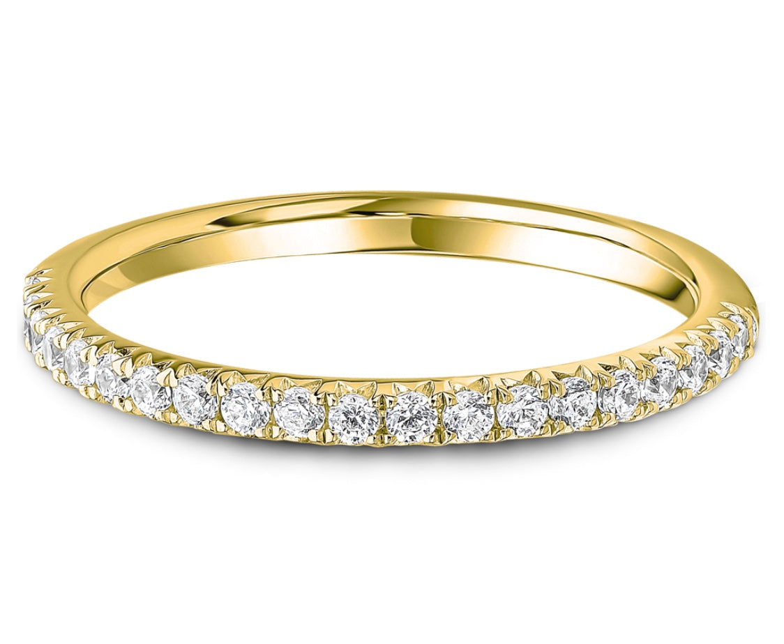 Natural Diamond, Micro Claw Set Half Eternity Ring in 9ct Yellow Gold