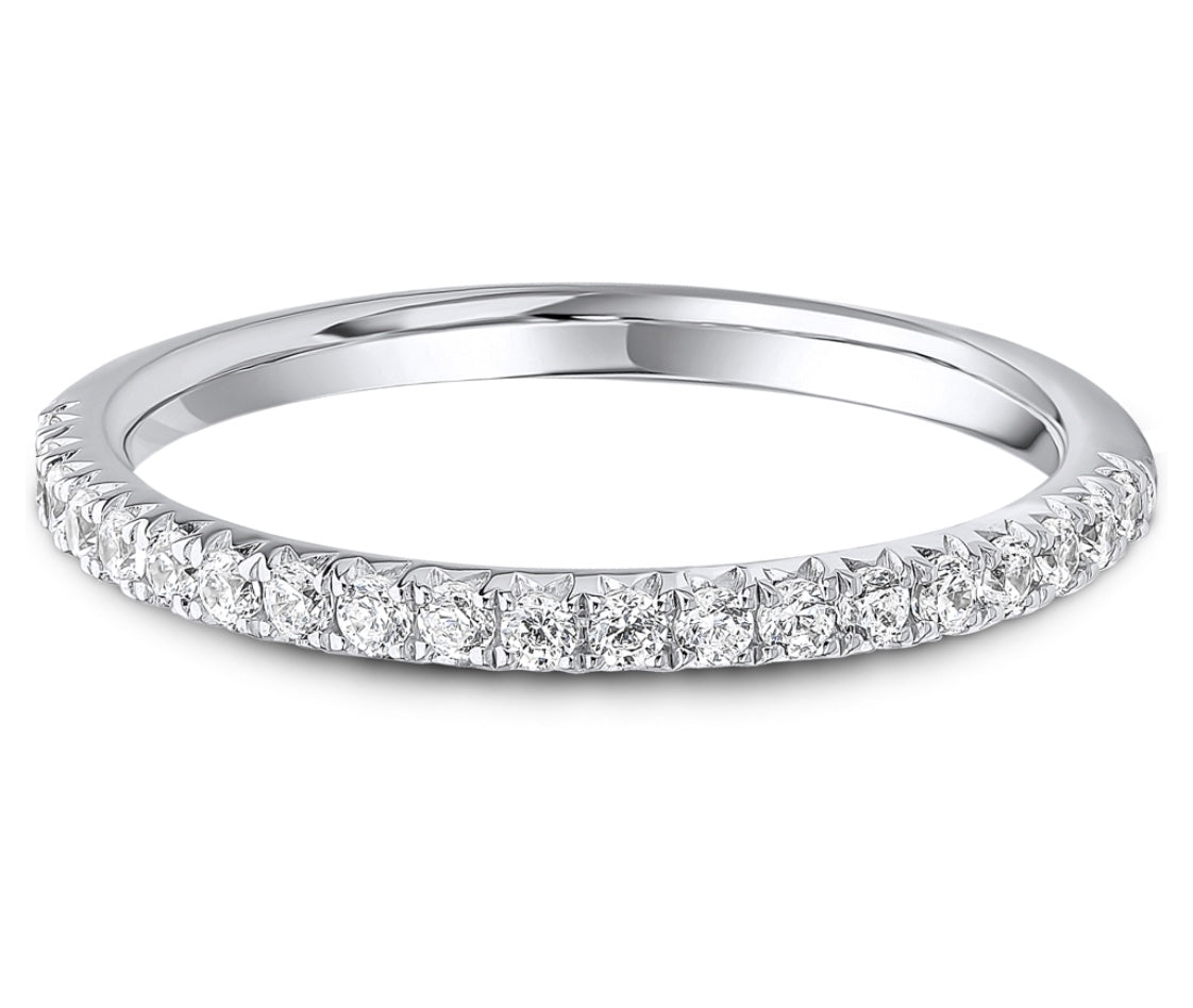 Natural Diamond, Micro Claw Set Half Eternity Ring in 9ct Yellow Gold