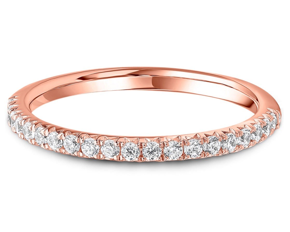 Natural Diamond, Micro Claw Set Half Eternity Ring in 9ct Yellow Gold