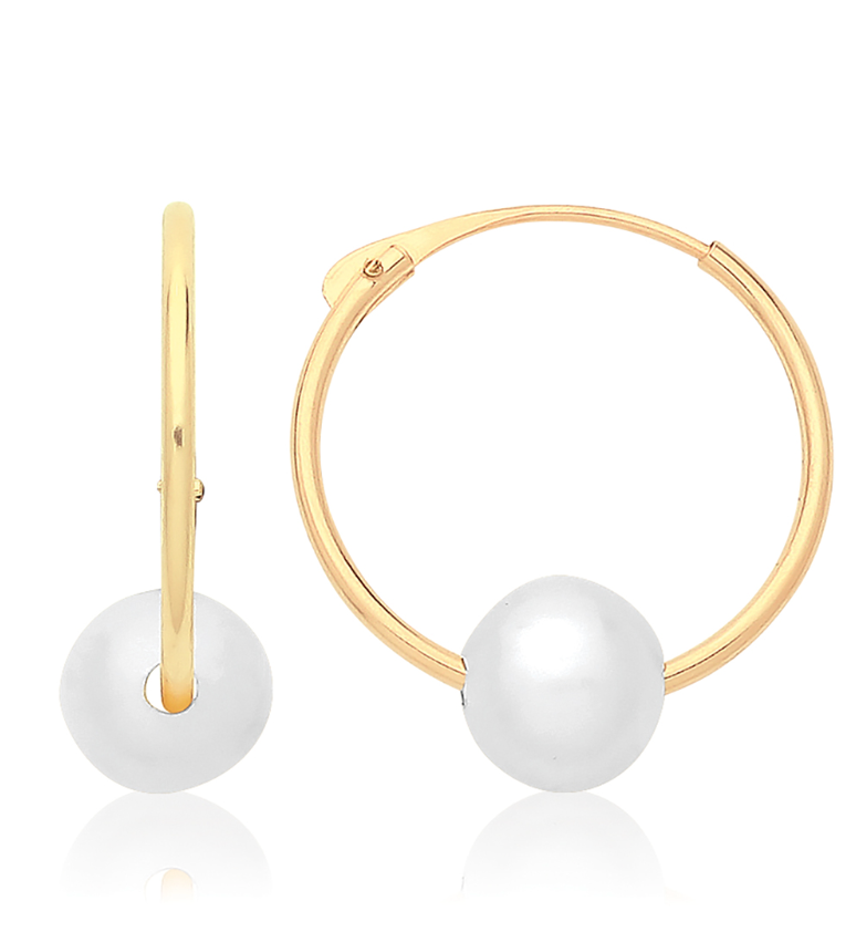 9ct Yellow Gold Sleepers with freshwater pearl