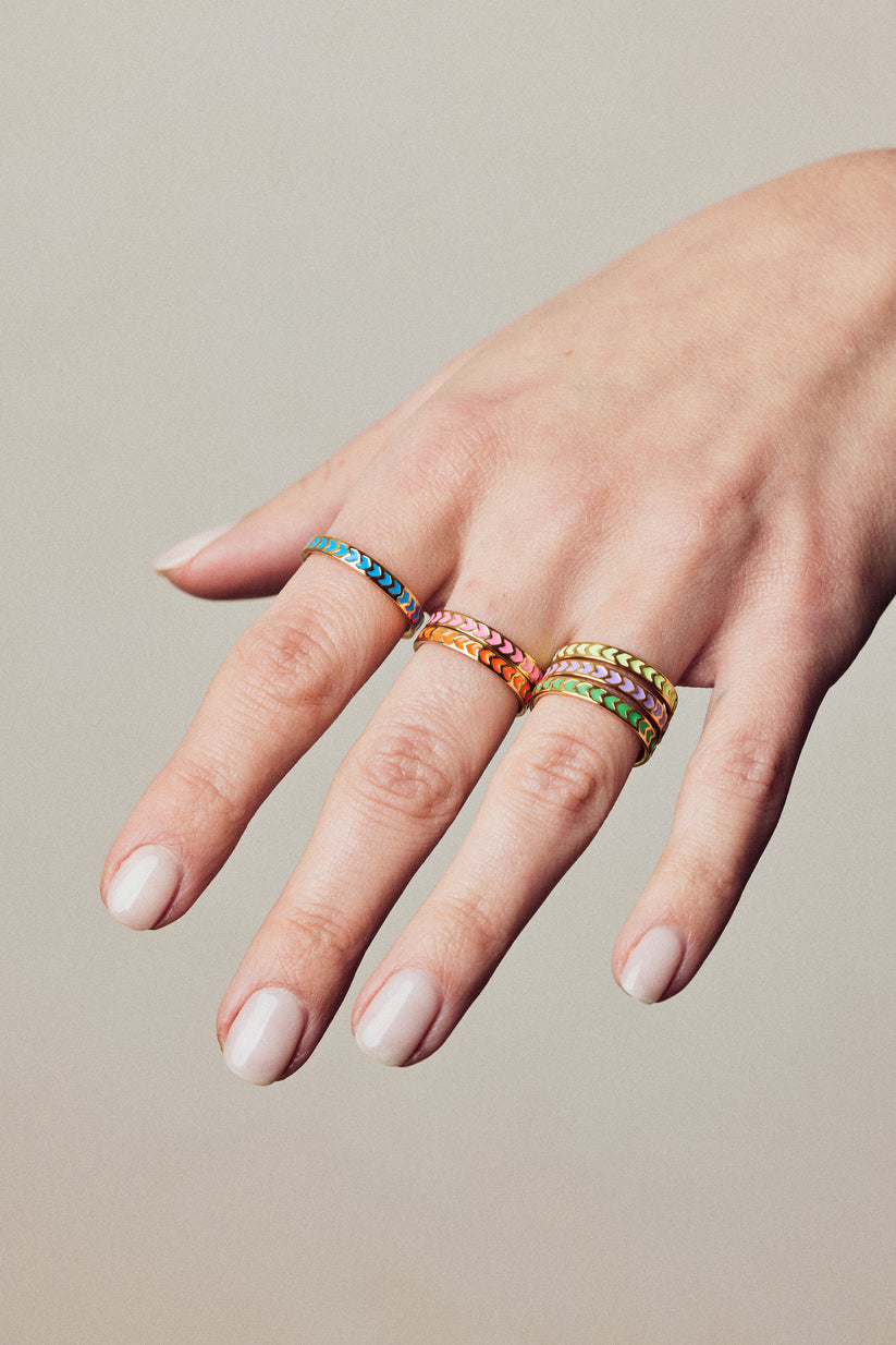 Spark Stacking Ring with Yellow Enamel in Gold Vermeil