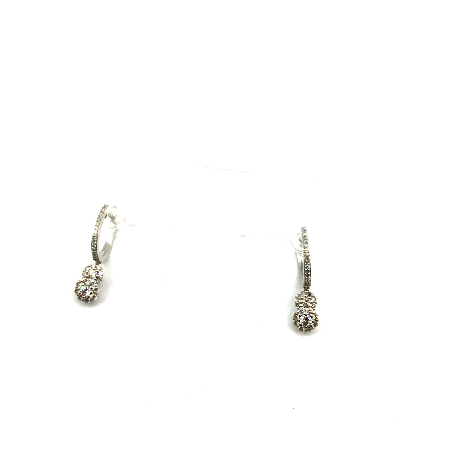 9ct White Gold Diamond Double Flower Drop Earrings