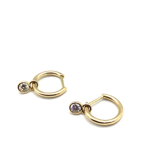 9ct Yellow Gold 2RD 0.26CT HVS HOOP & DROP