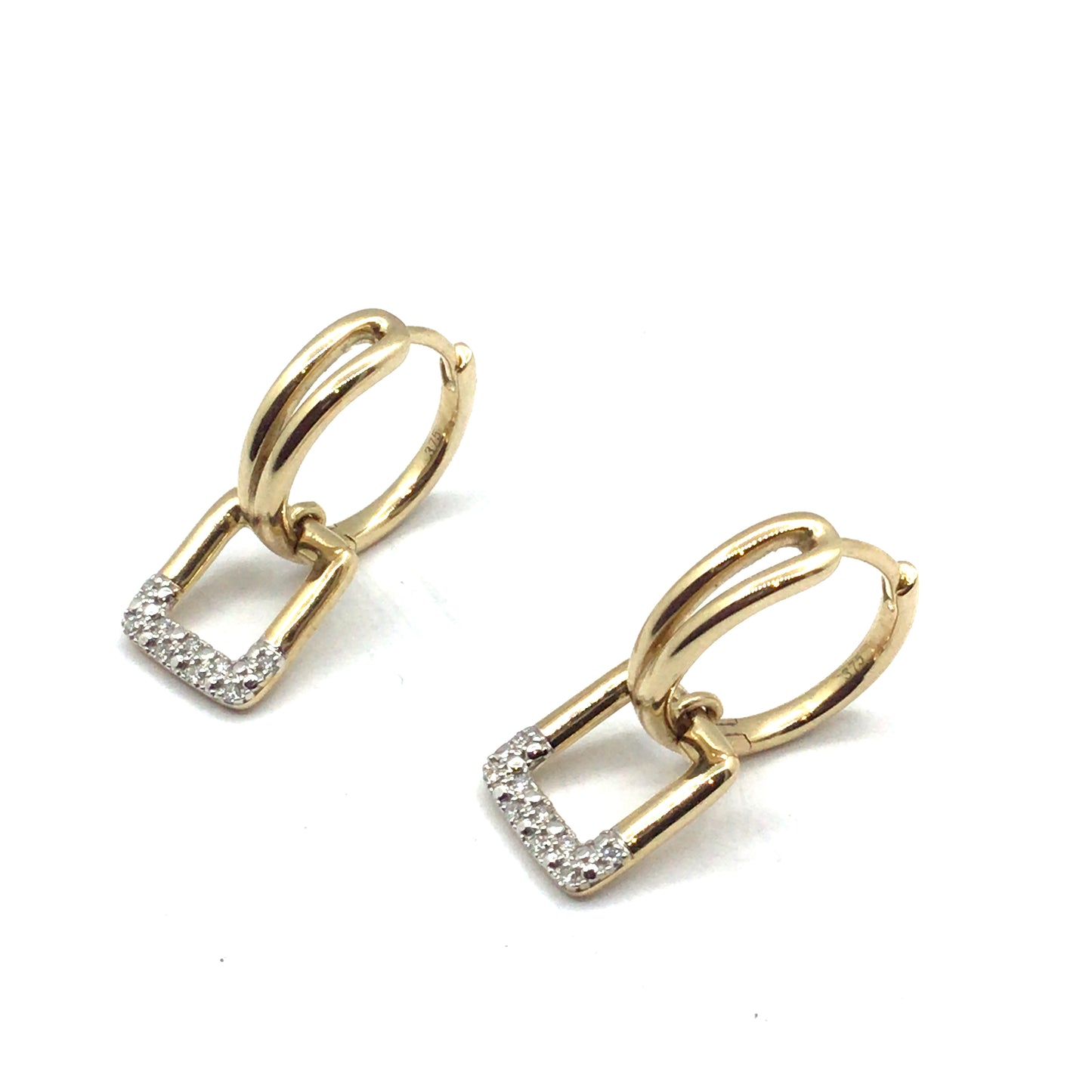 9ct Yellow Gold 18RD 0.06CT HVS SQUARE DANGLE