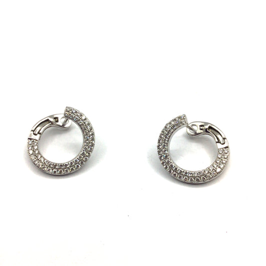 18ct White Gold Diamond C Shaped Hoops