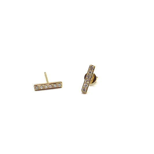 9ct yellow gold 12RD 0.10CT HVS BAR STUD