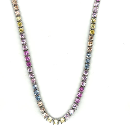 925 Silver rainbow cubic zirconia tennis necklace