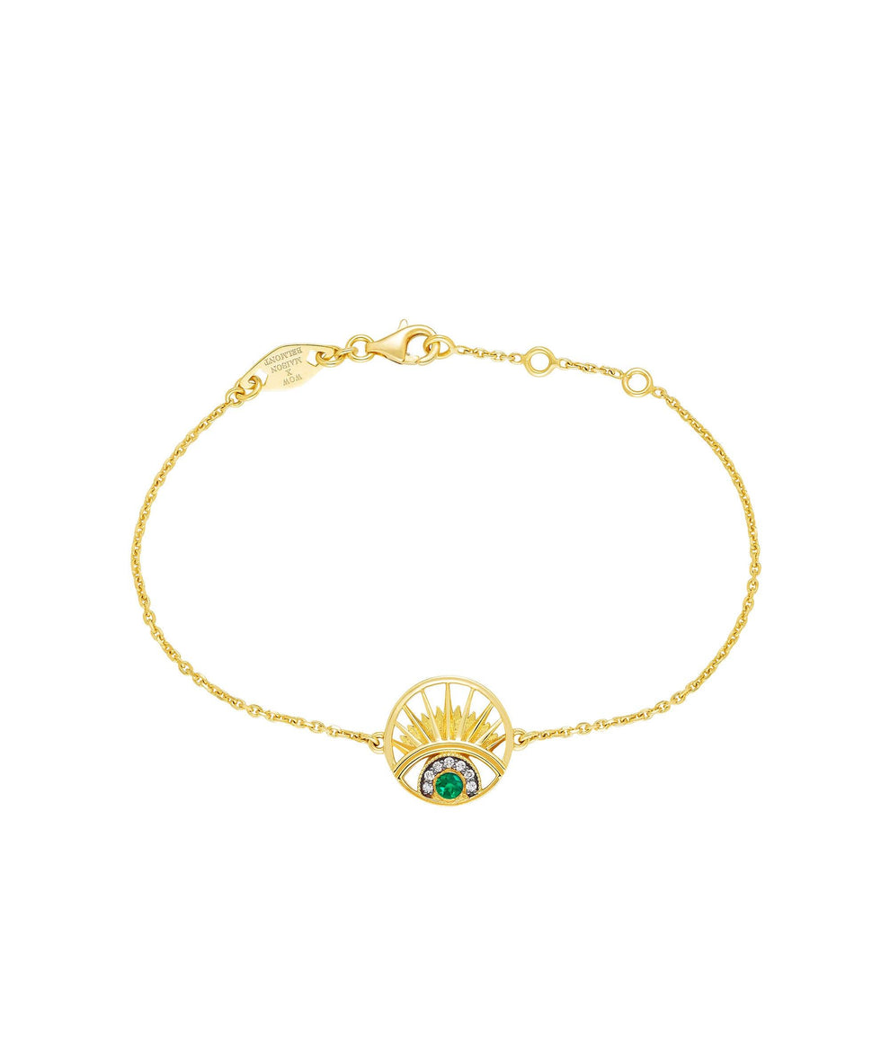 "Keep An Eye On Me" Rose Cut Diamond and Emerald Bracelet in 18ct Gold