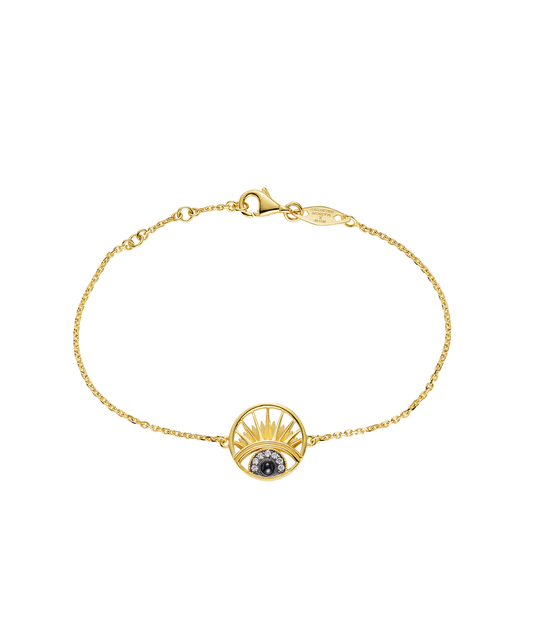 "Keep An Eye On Me" Rose Cut Diamond and Black Onyx Bracelet in 18ct Gold