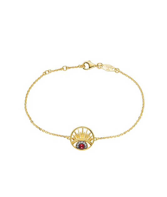 "Keep An Eye On Me" Rose Cut Diamond and Ruby Bracelet in 18ct Gold