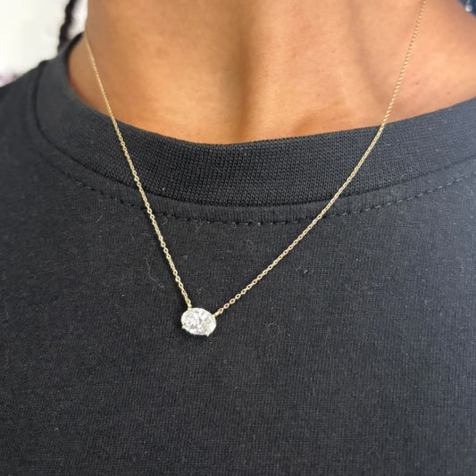 Diamond solitaire necklace in 14ct yellow gold