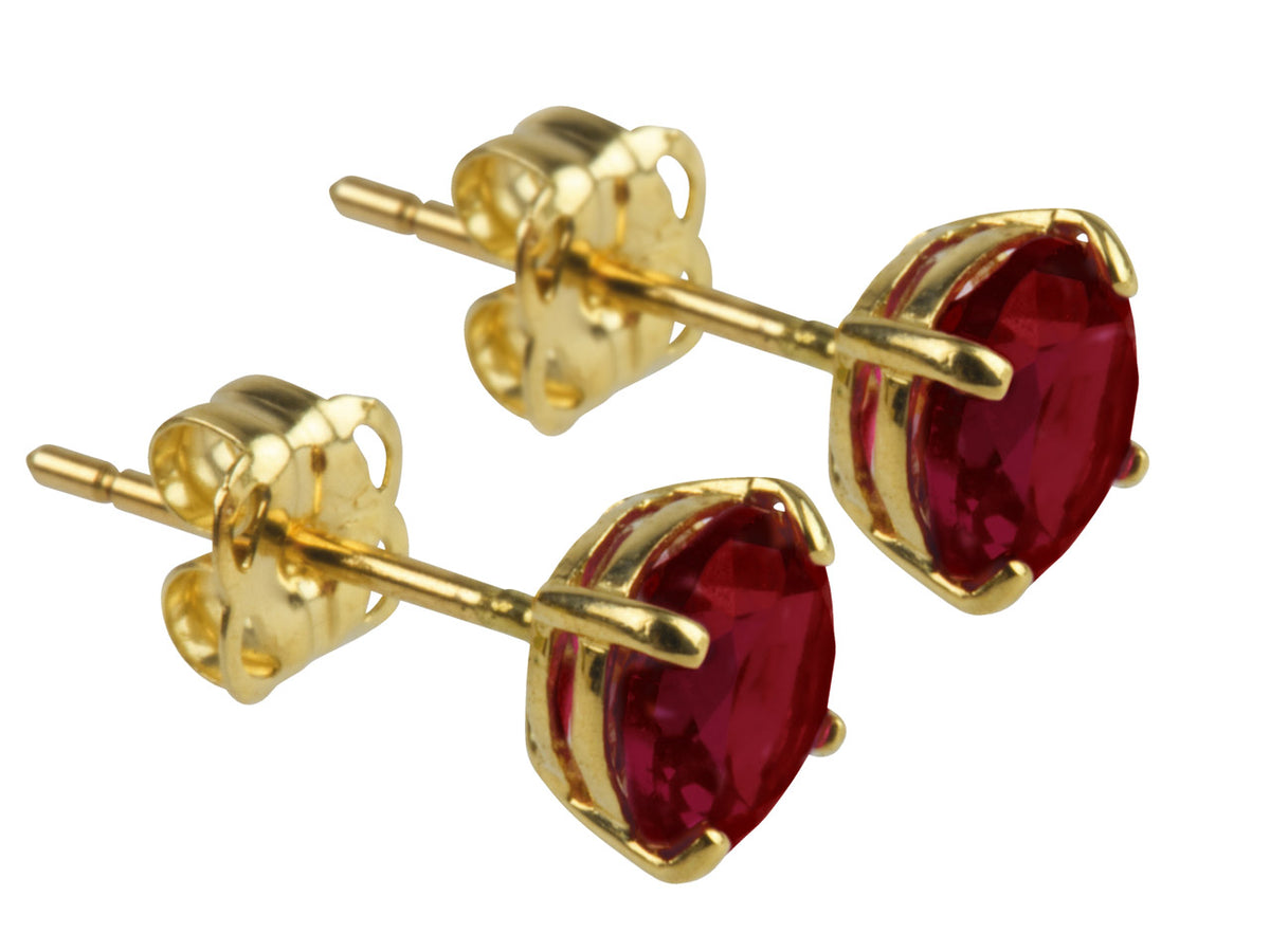 9ct Yellow Gold Birthstone Earrings - 5mm Round Garnet - January
