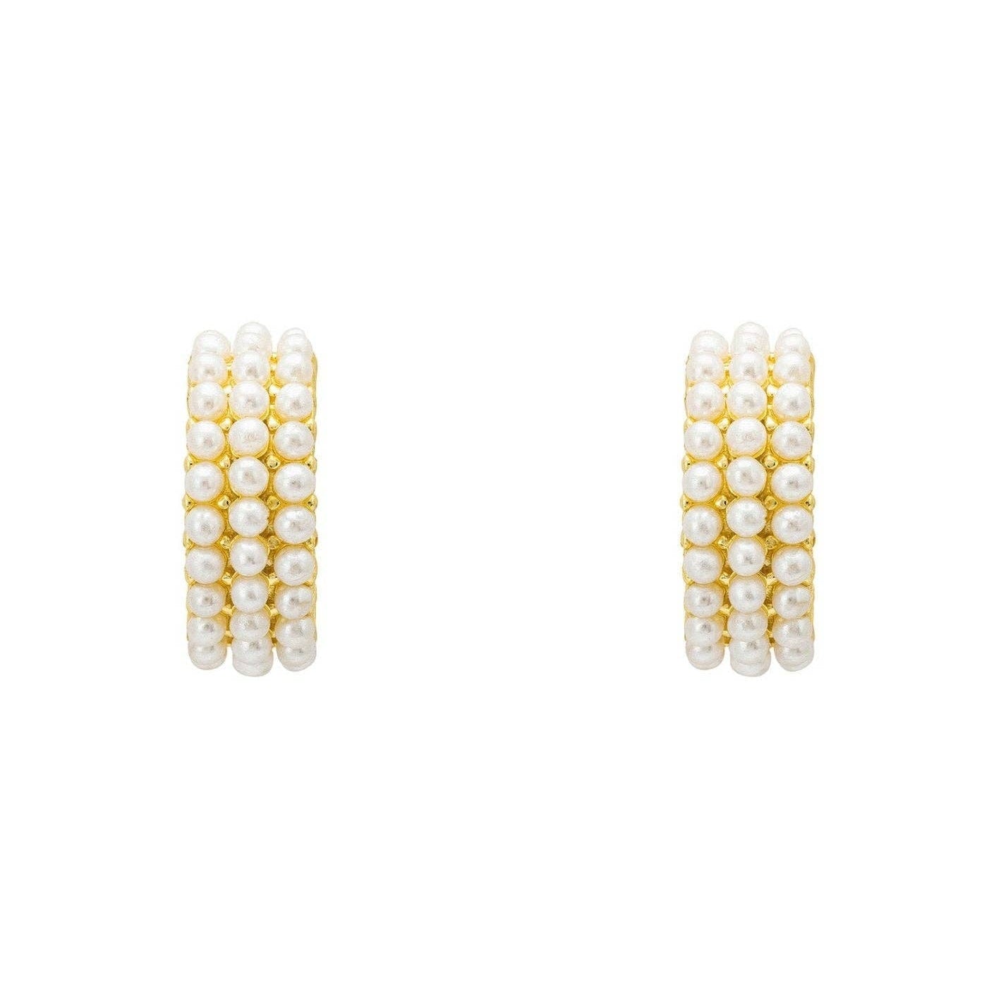 Pearly Queen Hoop Earrings Gold