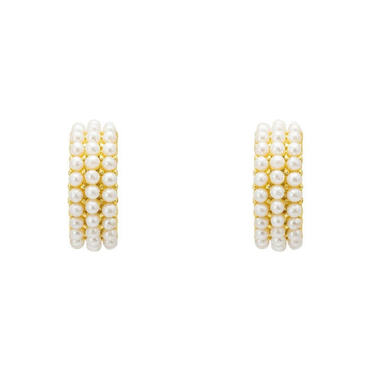 Pearly Queen Hoop Earrings Gold
