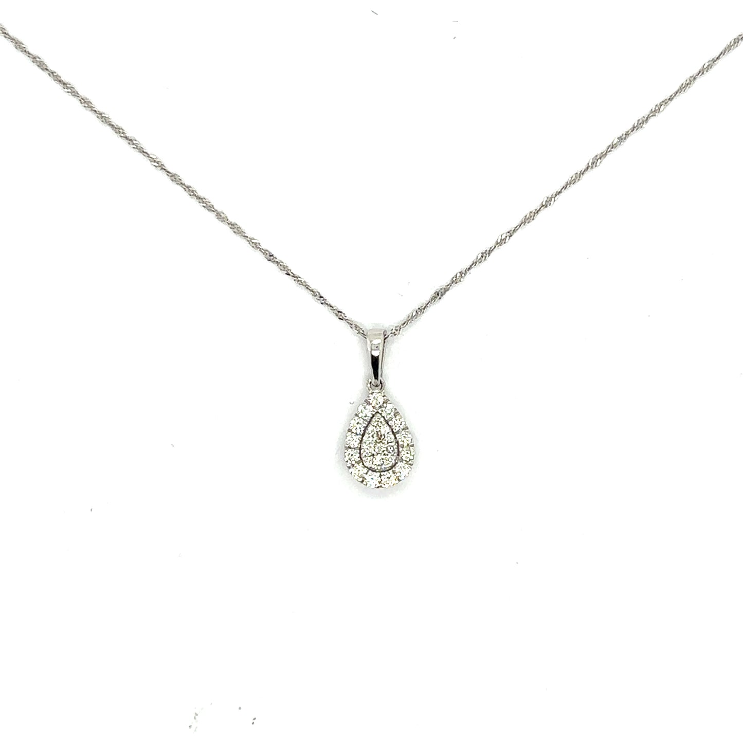 Pear Shaped Diamond Cluster Pendant 0.33cts in 18ct White Gold