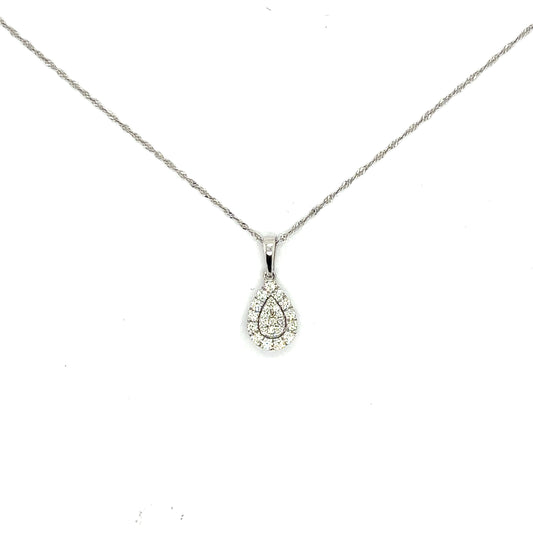 Pear Shaped Diamond Cluster Pendant 0.33cts in 18ct White Gold
