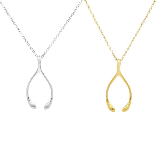 Large Wishbone Necklace Goldplated