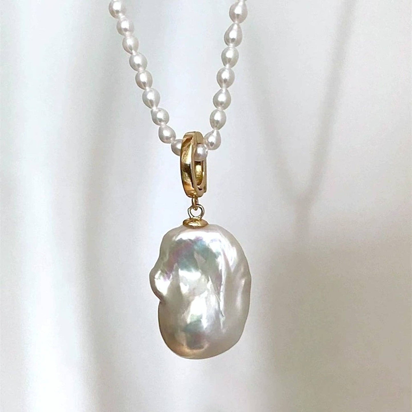 Large Baroque Pearl, 18ct Gold Vermeil on Sterling Silver Removable Pendant, small bail