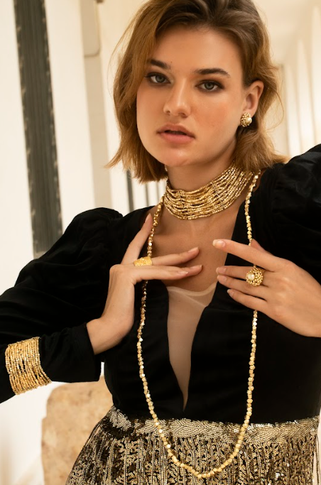 Gold Plated Heavy Choker Necklace Layered