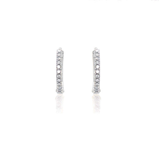9ct White Gold Diamond Hoop Earrings