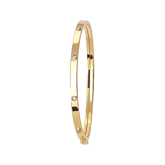 Gold Babies Bangle with Besel Set Cubic Zirconia