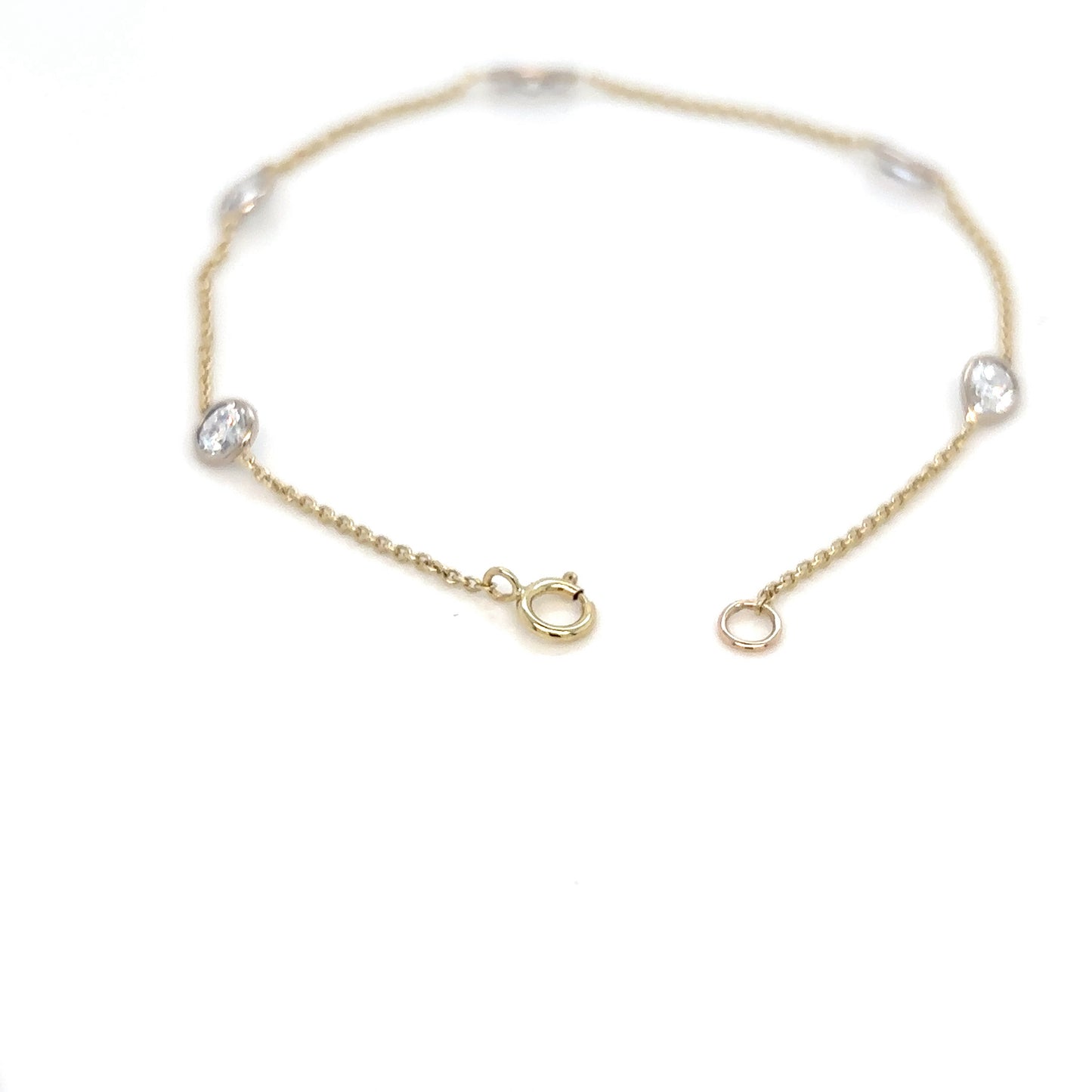 Round, Oval, Marquise, Pear and Emerald Cut Diamond 9ct White and Yellow Gold Bezel Spectacle Set Diamond by Yard Bracelet