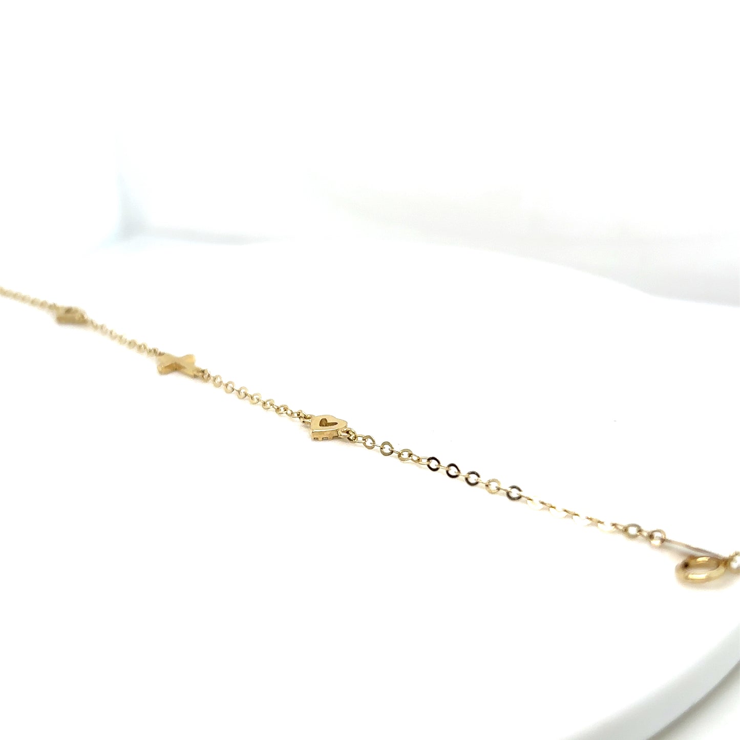 Cross and Heart 9ct Yellow Gold Adjustable Length 6 1/4" - 7" Bracelet