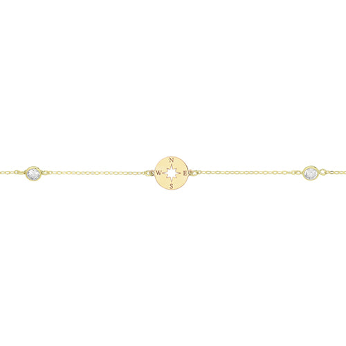9ct Yellow Gold CZ Compass Bracelet