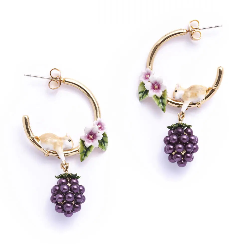Blackberry & Mouse hoops Goldplated