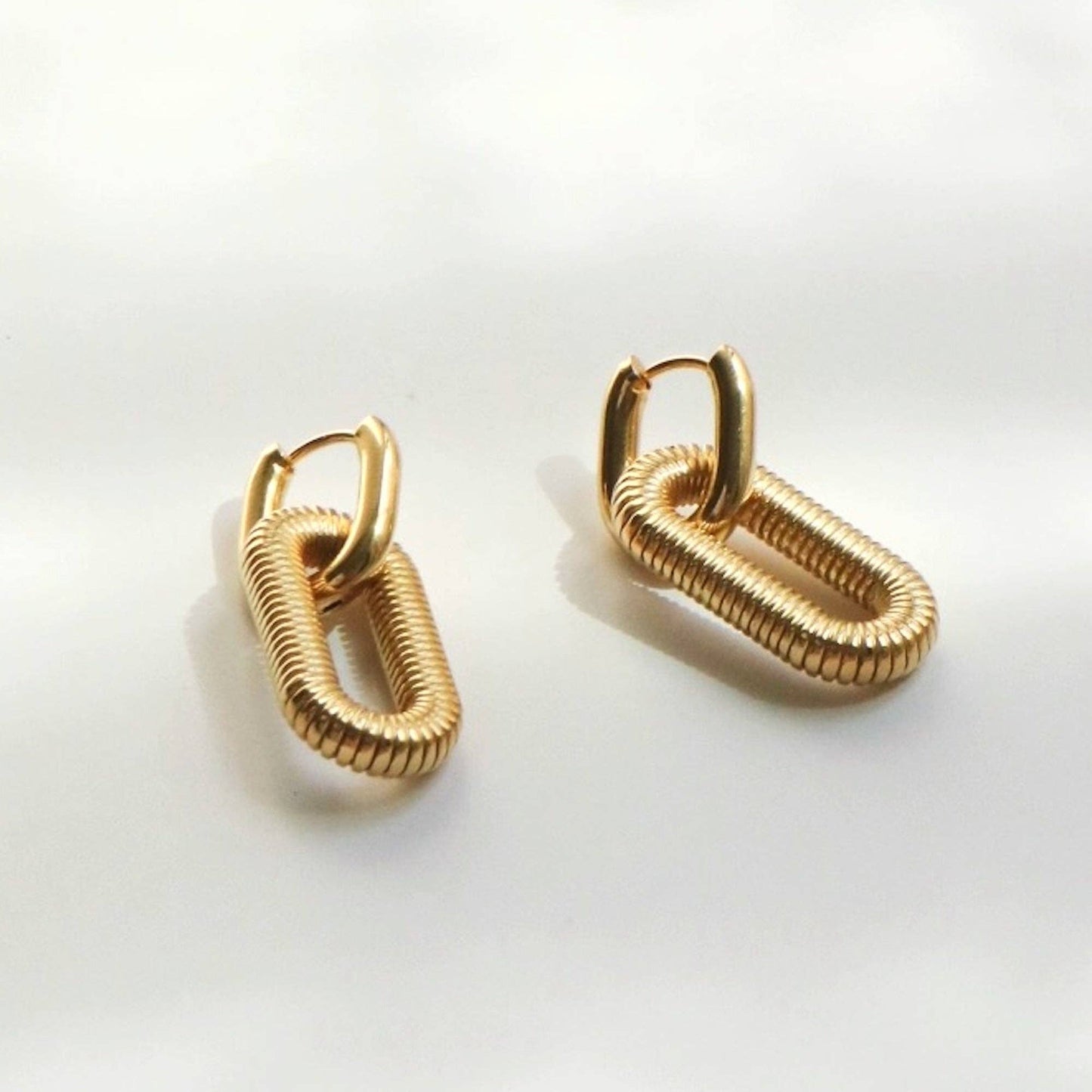 Gold Plated Bold Chain Large Drop Earrings