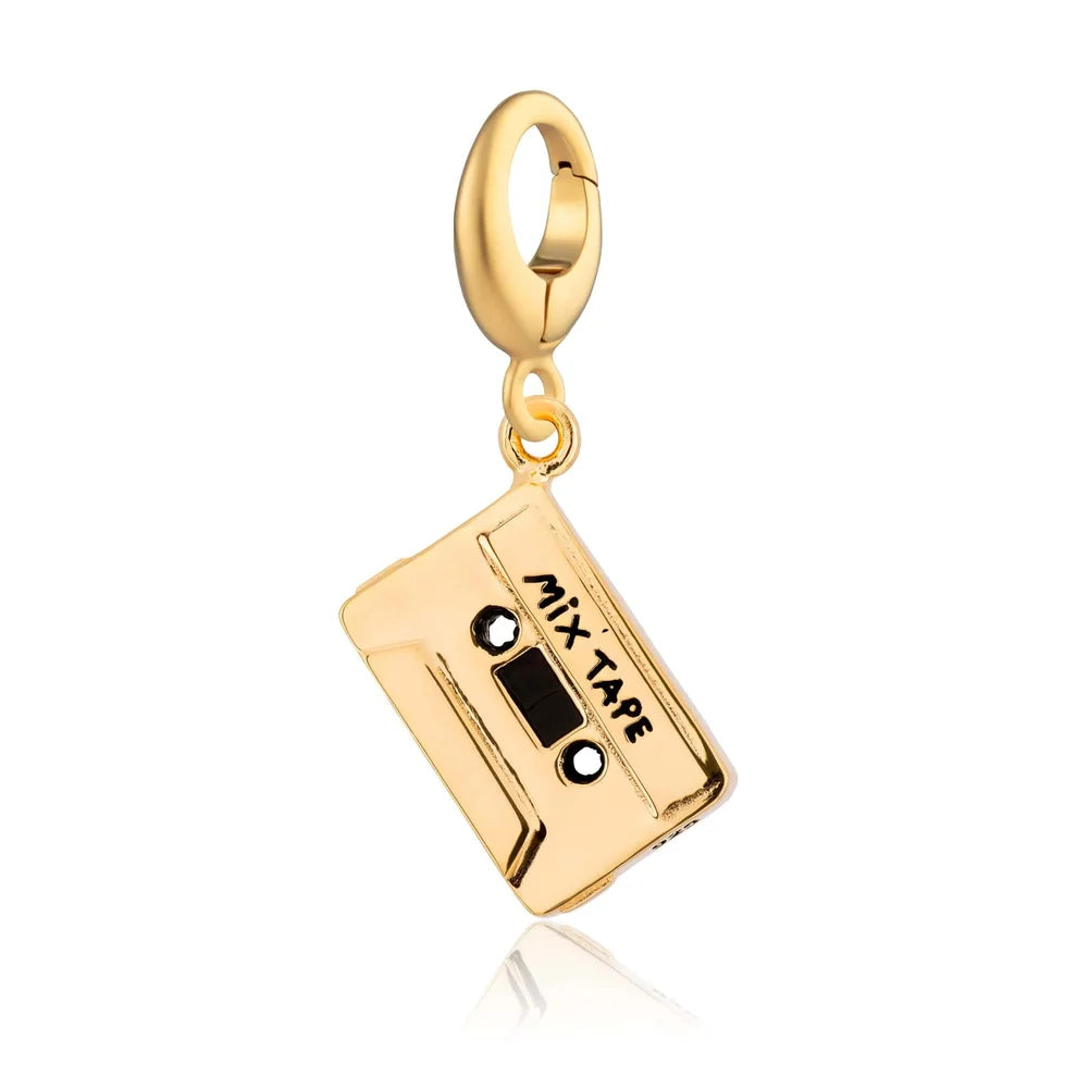Gold plated cassette tape charm
