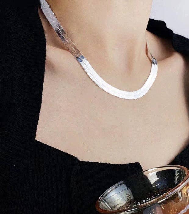 925 Sterling Silver Unisex Herringbone Chain 7mm Width