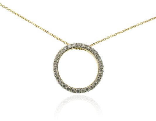 18ct Yellow Gold Circle Dia Pendant 0.40ct