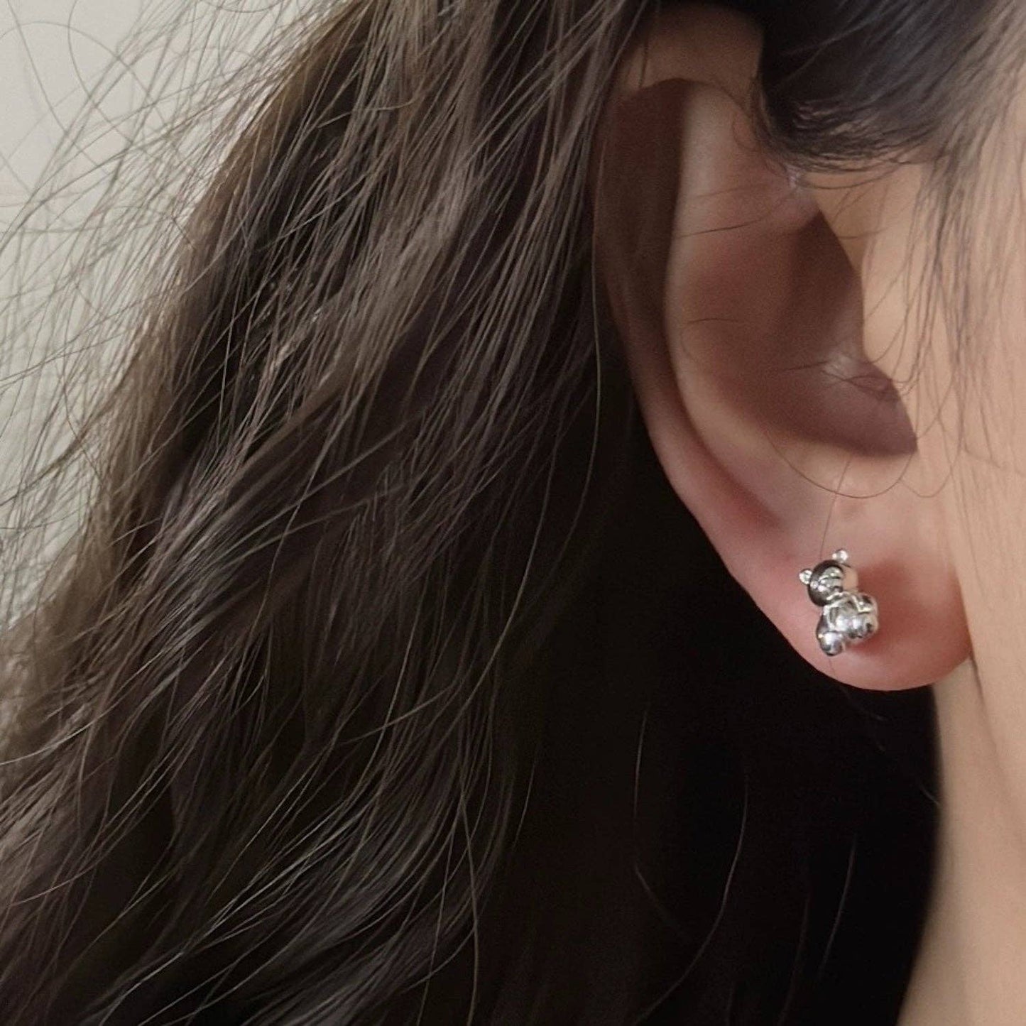 Sterling Silver Teddy Bear Earrings