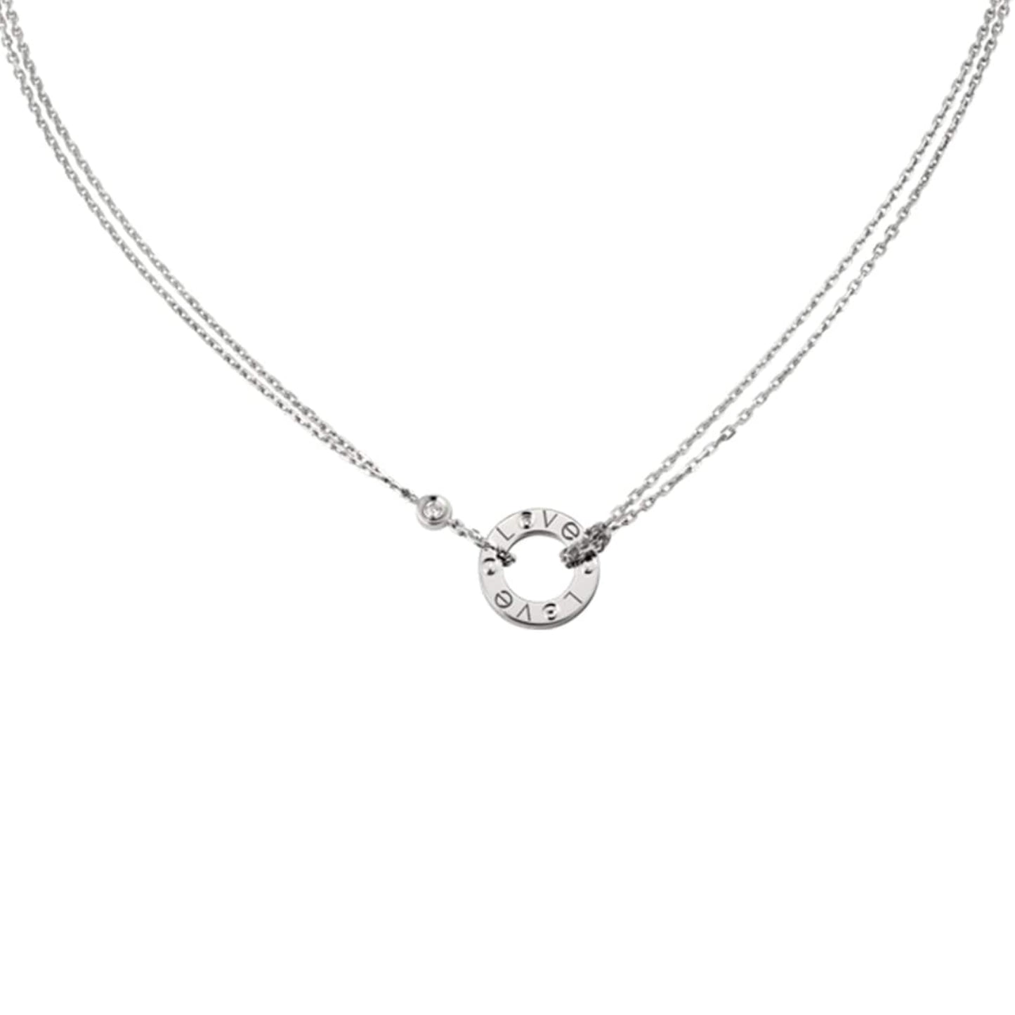Cartier Love Pendant Necklace 2 Diamond 18ct White Gold Love Necklace