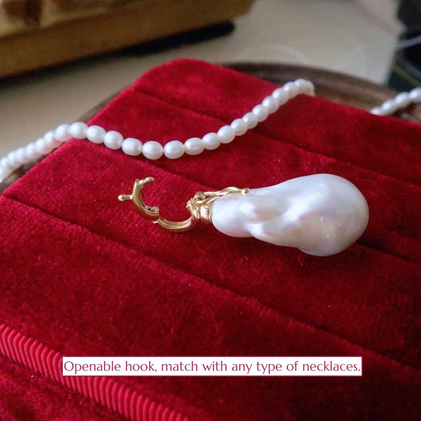 Large Baroque Pearl, 18ct Gold Vermeil on Sterling Silver Removable Pendant, small bail