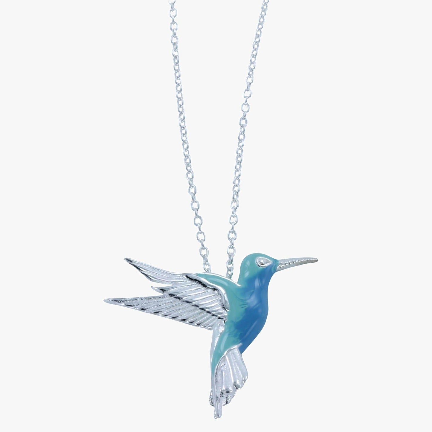 Sterling Silver Hummingbird and Enamel Necklace
