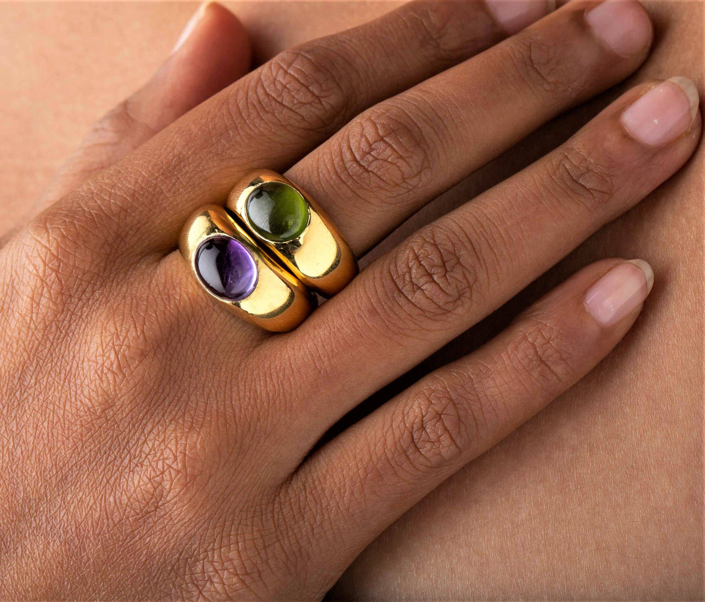 Gold and Sky Blue Topaz modern band ring