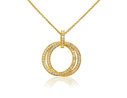 18ct Yellow Gold Diamond Circle Pendant 0.39ct