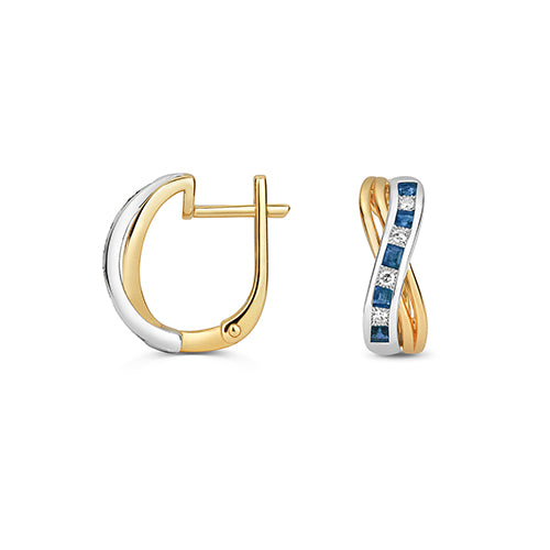 Order - Sapphire and Diamond Crossover 9ct Hoop Earrings