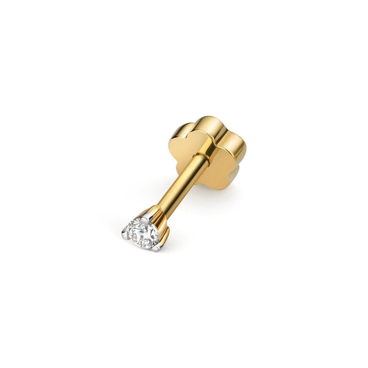 Single Diamond 9ct Gold Screw Back Earring