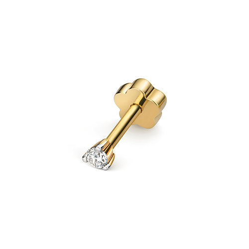 9ct yellow gold 0.03ct diamond  cartilage stud 3 claws
