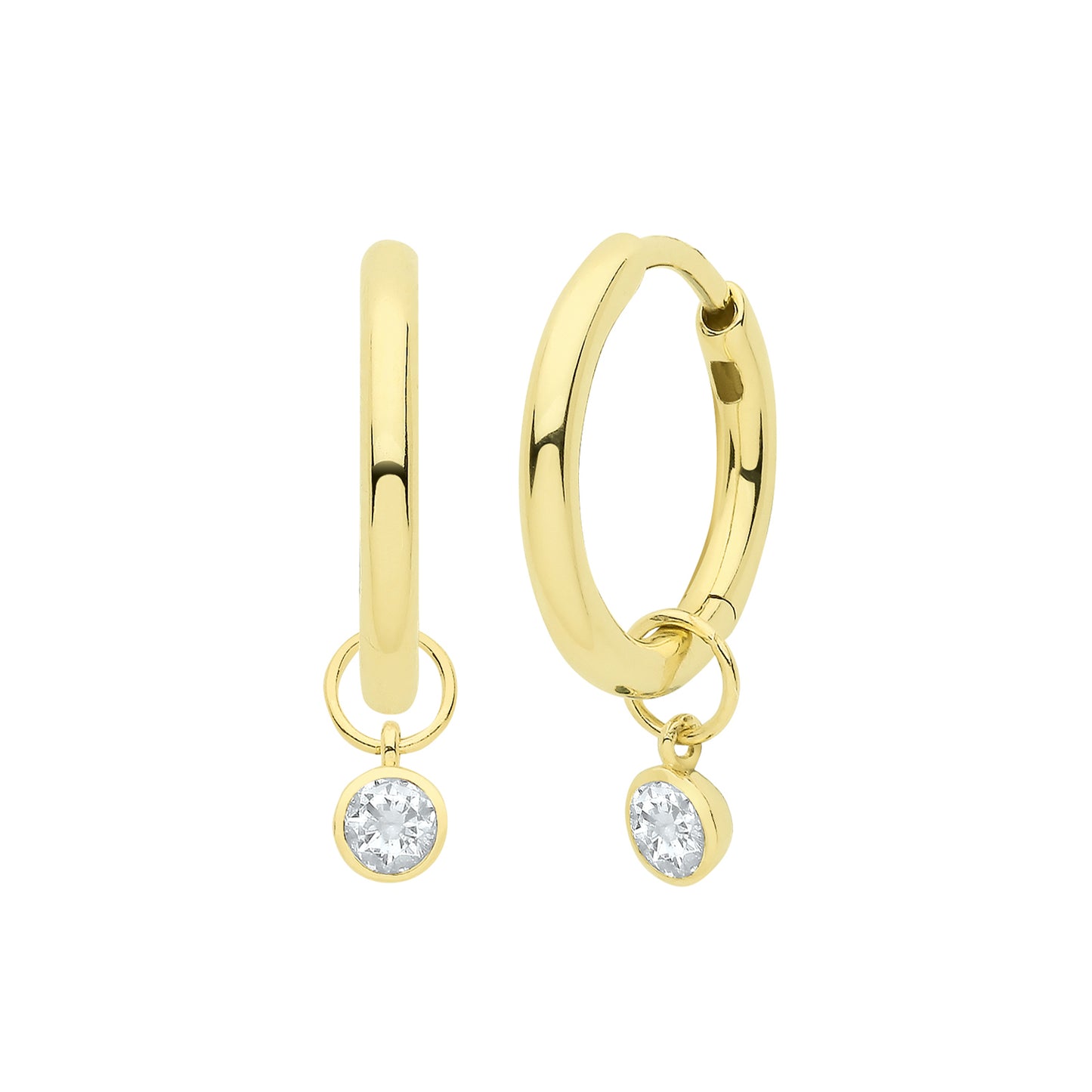 9ct Gold Bezel Set Cubic Zirconia Earring Pendant