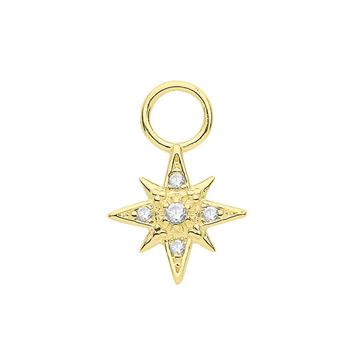 9ct Yellow Gold CZ Star Earring Charm