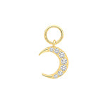 SINGLE 9CT YEL GOLD CZ MOON EARRING CHARM