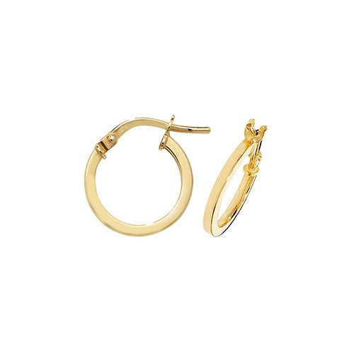 9ct Yellow Gold 15mm Hoop Earrings