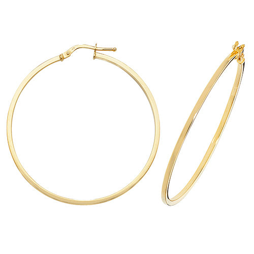 9ct Yellow Gold 40mm Hoop Earrings
