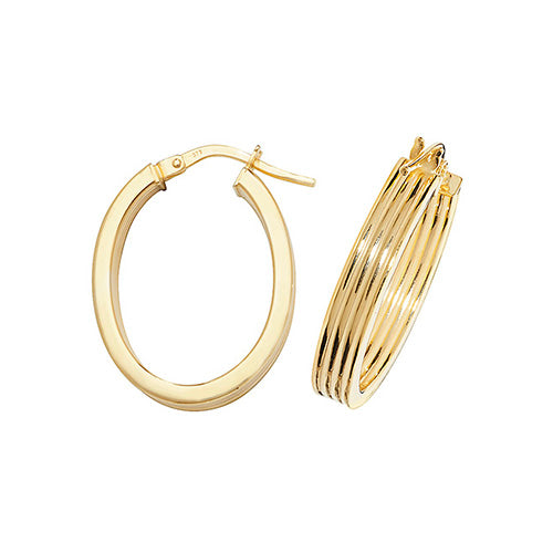 Order - 9CT YELLOW GOLD OVAL HOOP EARRINGS