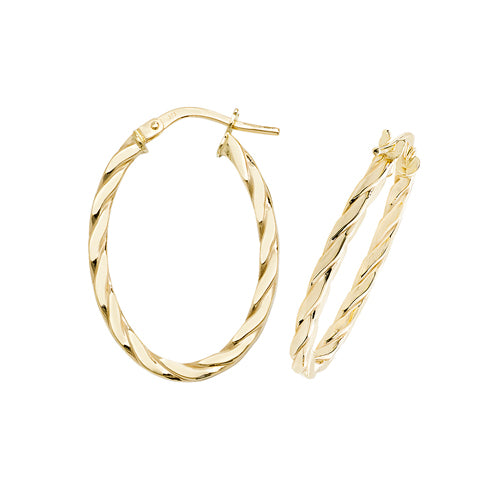 9ct Yellow Gold Oval Hoop Earrings