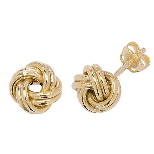9ct Yellow Gold 8 Strand Knot Stud Earrings